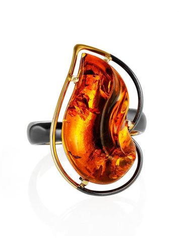 Open Amber Ring In Gold-Plated Silver The Rialto, Ring Size: Adjustable, image , picture 3