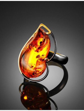 Open Amber Ring In Gold-Plated Silver The Rialto, Ring Size: Adjustable, image , picture 2