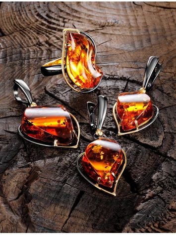 Open Amber Ring In Gold-Plated Silver The Rialto, Ring Size: Adjustable, image , picture 4