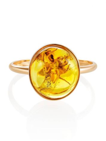 Exclusive Golden Ring With Amber And Inclusions The Clio, Ring Size: 7 / 17.5, image , picture 4