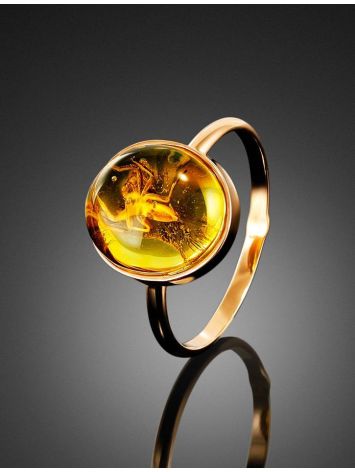 Exclusive Golden Ring With Amber And Inclusions The Clio, Ring Size: 7 / 17.5, image , picture 3