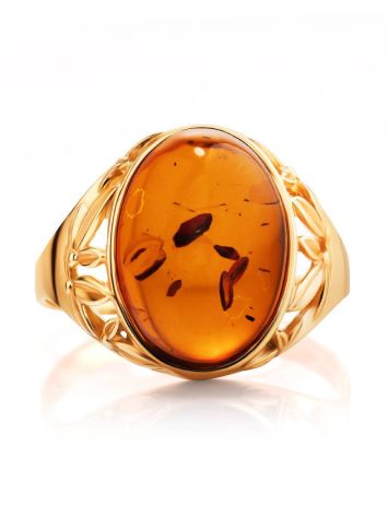 Gold-Plated Ring With Cognac Amber Stone The Carmen, Ring Size: 11 / 20.5, image , picture 3