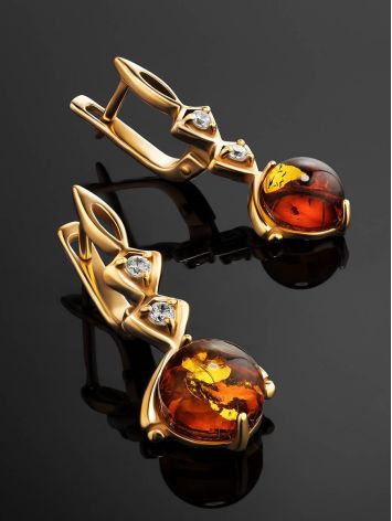 Refined Gold Plated Earrings With Amber And Crystals The Sambia, image , picture 2