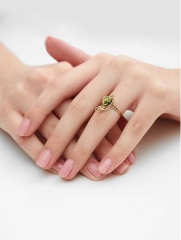 Romantic Amber Ring In Gold-Plated Silver The Daisy, Ring Size: 11.5 / 21, image , picture 4