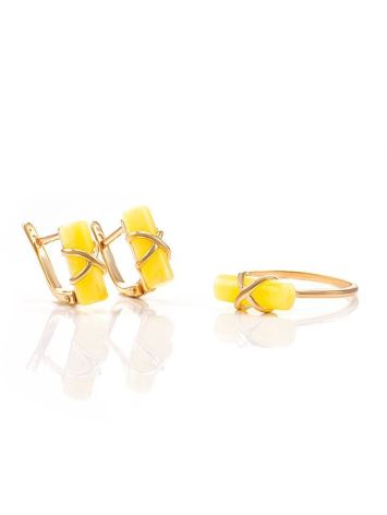 Gold Plated Ring With Honey Amber The Scandinavia, Ring Size: 5.5 / 16, image , picture 6