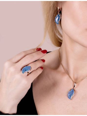 Gold-Plated Drop Earrings With Synthetic Chalcedony The Serenade, image , picture 2