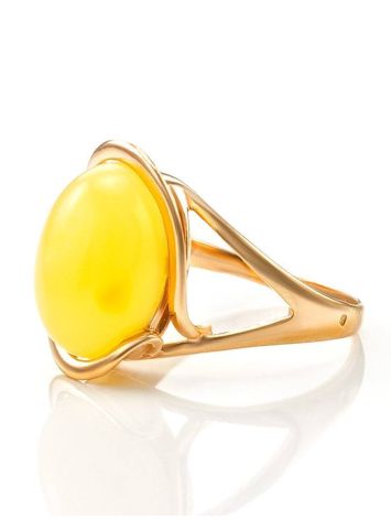 Honey Amber Ring In Gold-Plated Silver The Strauss, Ring Size: 5.5 / 16, image , picture 4
