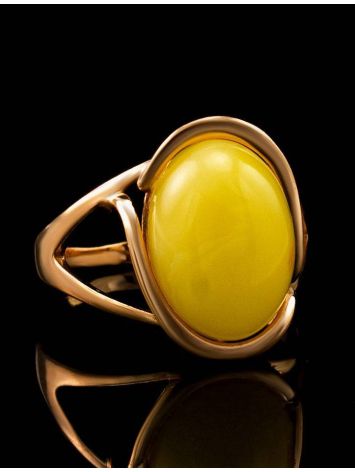 Honey Amber Ring In Gold-Plated Silver The Strauss, Ring Size: 5.5 / 16, image , picture 5