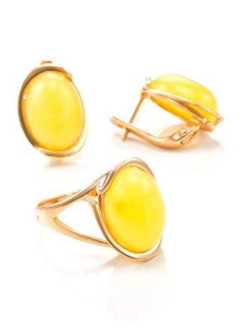 Honey Amber Ring In Gold-Plated Silver The Strauss, Ring Size: 13 / 22, image , picture 6
