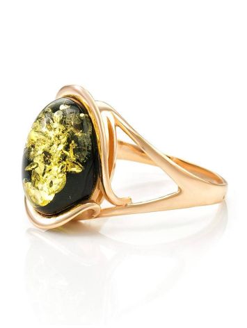 Bold Gold-Plated Ring With Green Amber The Strauss, Ring Size: 5.5 / 16, image , picture 5