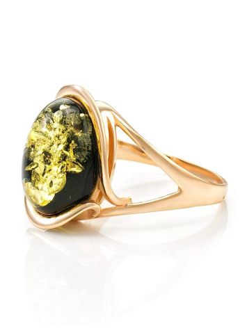 Bold Gold-Plated Ring With Green Amber The Strauss, Ring Size: 12 / 21.5, image , picture 5