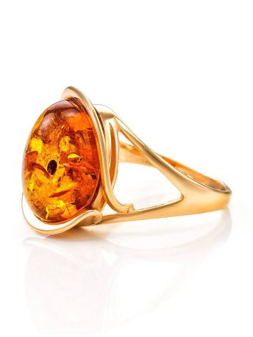 Gold-Plated Ring With Cognac Amber The Strauss, Ring Size: 12 / 21.5, image , picture 5
