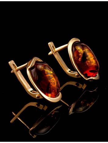 Amber Earrings In Gold-Plated Silver The Strauss, image , picture 2