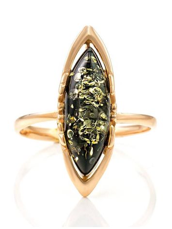 Delicate Green Amber Ring In Gold-Plated Silver The Ballade, Ring Size: 7 / 17.5, image , picture 3