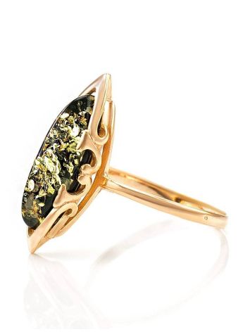 Delicate Green Amber Ring In Gold-Plated Silver The Ballade, Ring Size: 13 / 22, image , picture 4