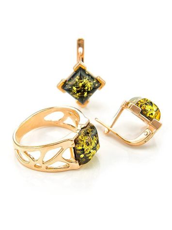 Green Amber Ring In Gold-Plated Silver The Artemis, Ring Size: 5.5 / 16, image , picture 5