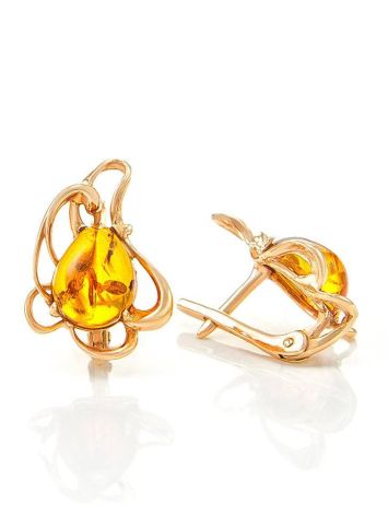 Floral Amber Earrings In Gold-Plated Silver The Daisy, image , picture 3