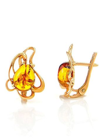 Floral Amber Earrings In Gold-Plated Silver The Daisy, image , picture 4