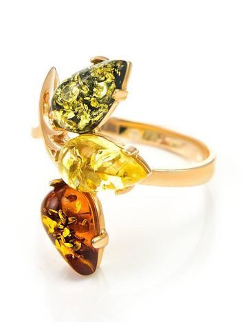 Multicolor Amber Ring In Gold The Dandelion, Ring Size: 10 / 20, image , picture 5