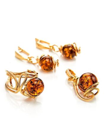 Drop Amber Earrings In Gold-Plated Silver The Flamenco, image , picture 5