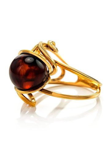 Adjustable Gold-Plated Ring With Cherry Amber The Flamenco, Ring Size: Adjustable, image , picture 5