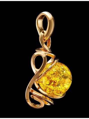 Lemon Amber Pendant In Gold-Plated Silver The Flamenco, image , picture 2
