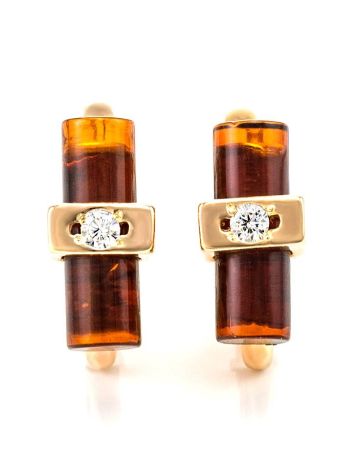 Trendy Gold Plated Earrings With Amber And Crystals The Scandinavia, image , picture 4