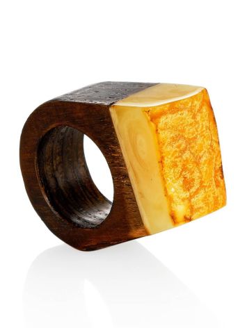Ethnic Style Wooden Amber Ring The Indonesia, Ring Size: 4 / 15, image 