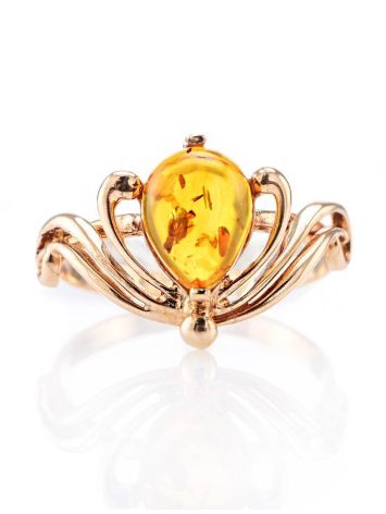 Cognac Amber Ring In Gold The Swan, Ring Size: 9 / 19, image , picture 3