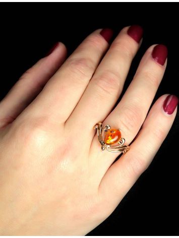 Cognac Amber Ring In Gold The Swan, Ring Size: 9 / 19, image , picture 4