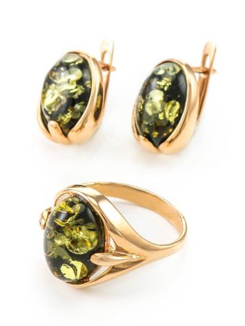 Refined Green Amber Ring In Gold The Astrid, Ring Size: 8.5 / 18.5, image , picture 5