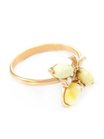 Floral Honey Amber Ring In Gold With Crystals The Verbena, Ring Size: 6 / 16.5, image , picture 4