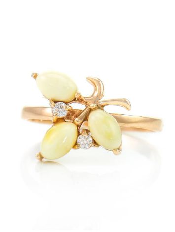Floral Honey Amber Ring In Gold With Crystals The Verbena, Ring Size: 6 / 16.5, image , picture 3