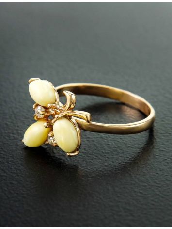 Floral Honey Amber Ring In Gold With Crystals The Verbena, Ring Size: 6 / 16.5, image , picture 2