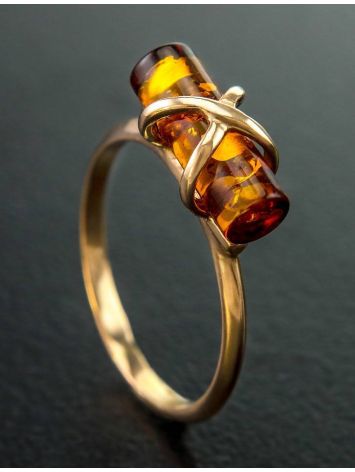 Gold-Plated Ring With Cognac Amber The Scandinavia, Ring Size: 13 / 22, image , picture 2