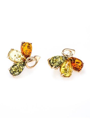 Multicolor Amber Earrings In Gold-Plated Silver The Dandelion, image , picture 5