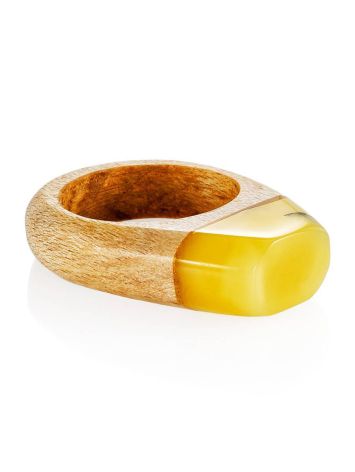 Exotic Style Wooden Amber Ring The Indonesia, Ring Size: 8 / 18, image 