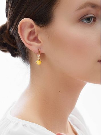 Drop Amber Earrings In Gold-Plated Silver With Crystals The Sambia, image , picture 3