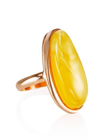 Gold Plated Silver Ring With Honey Amber The Glow, Ring Size: 8 / 18, image 