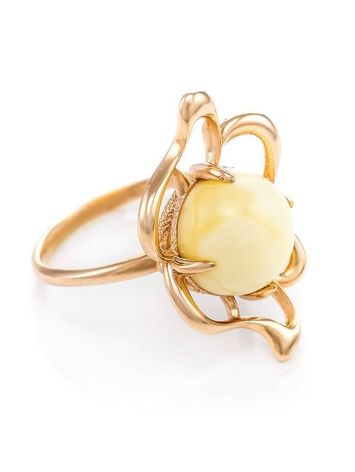 Filigree Amber Ring In Gold-Plated Silver The Daisy, Ring Size: 11.5 / 21, image 