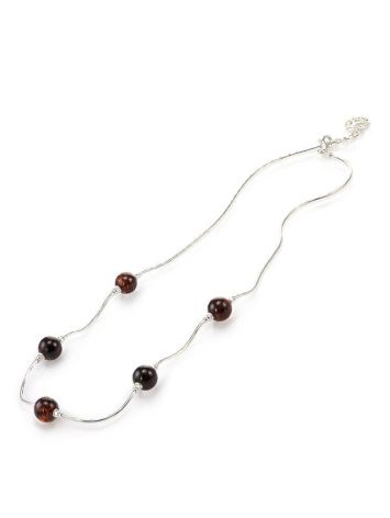 Sterling Silver Necklace With Cherry Amber Beads, image , picture 5
