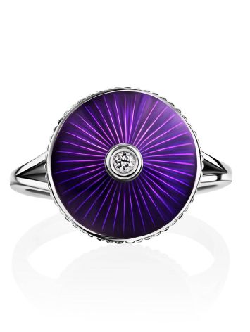 Deep Purple Enamel Ring With Diamond Centerstone The Heritage, Ring Size: 8.5 / 18.5, image , picture 4