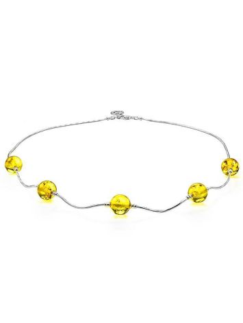 Silver Chain Necklace With Lemon Amber, image , picture 4
