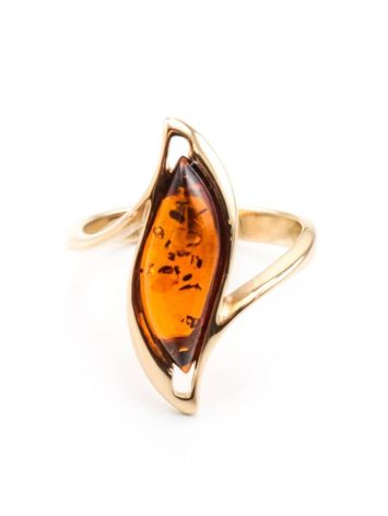 Refined Golden Ring With Cognac Amber, Ring Size: 8 / 18, image , picture 3
