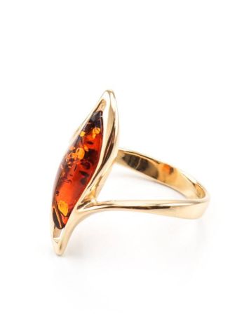 Refined Golden Ring With Cognac Amber, Ring Size: 8 / 18, image , picture 7