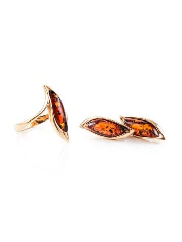 Refined Golden Ring With Cognac Amber, Ring Size: 8 / 18, image , picture 8