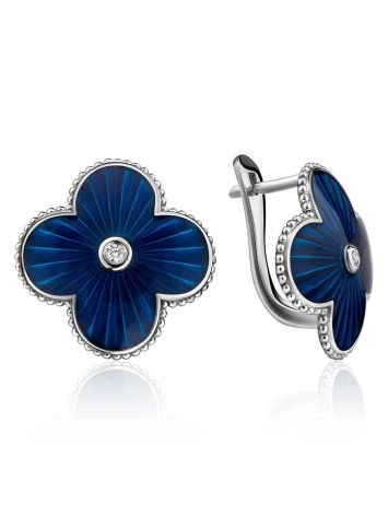 Exquisite Silver Enamel Earrings With Diamonds The Heritage, image 