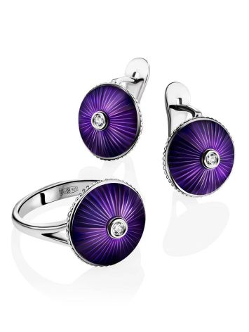 Round Silver Earrings With Enamel And Diamonds The Heritage, image , picture 4