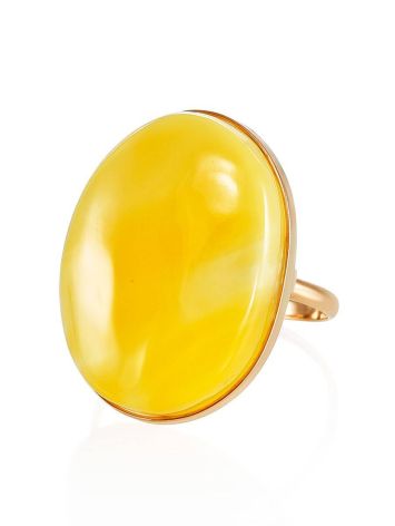 Golden Ring With Luminous Baltic Amber, Ring Size: 8 / 18, image , picture 3