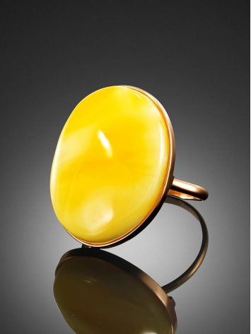 Golden Ring With Luminous Baltic Amber, Ring Size: 8 / 18, image , picture 2